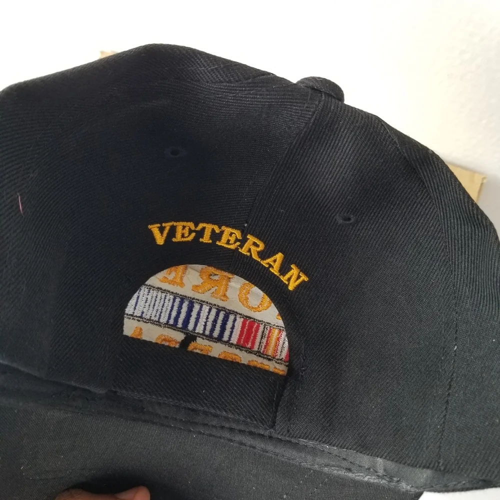 Korea War Military Veteran Black Adjustable Baseball Hat Cap